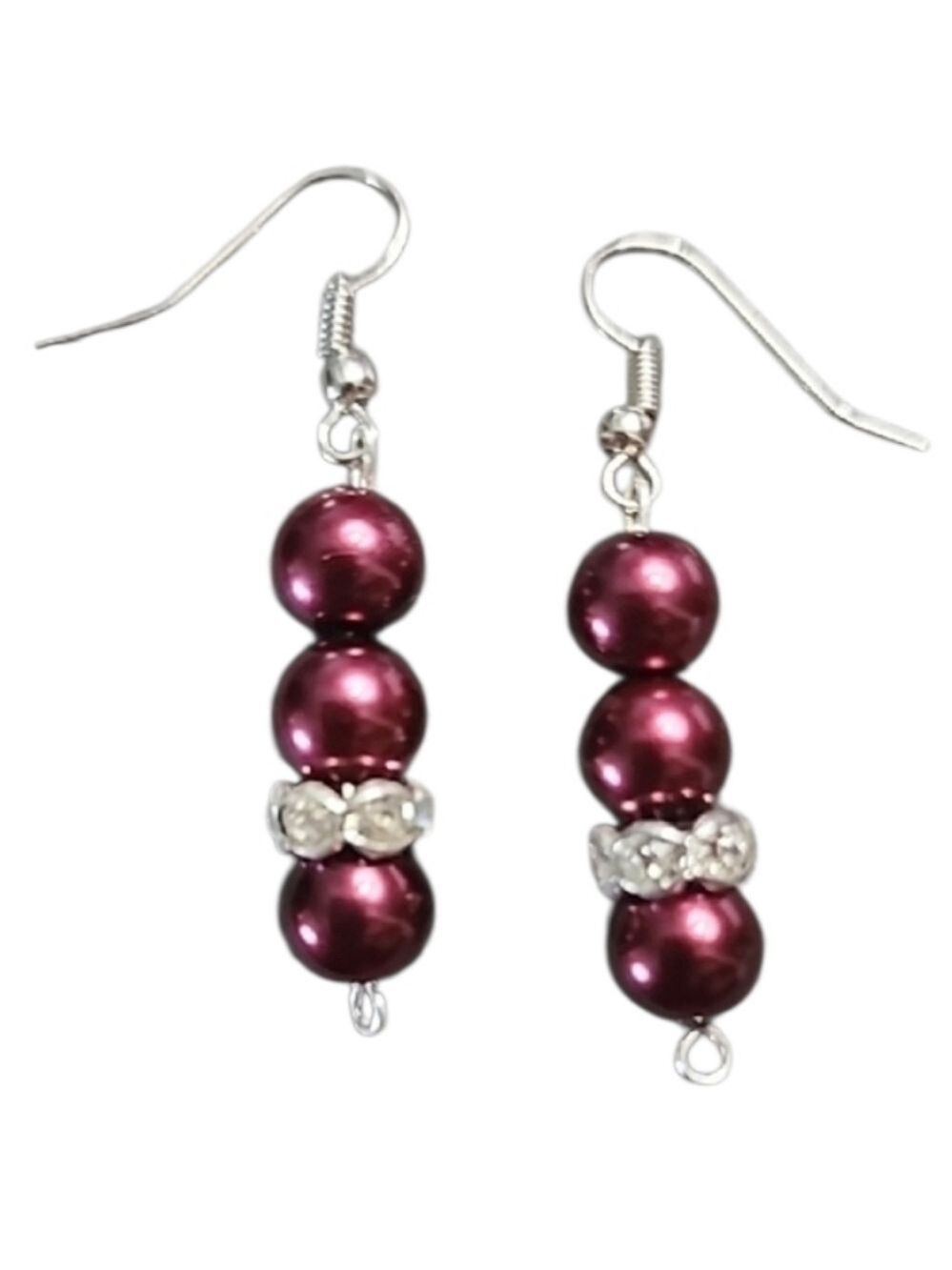 💥4 for$20💥Burgundy Faux Pearl Drop Earrings